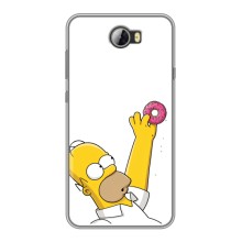 Чехол с Симпсонами для Huawei Y5II (VPrint) (Гомер с пончиком)