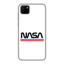 Силиконовый бампер с принтом "Наса" на Huawei Y5p (NASA на белом фоне)