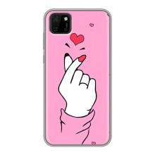 Чехол с принтом для Huawei Y5p (AlphaPrint - Знак сердечка)