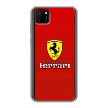 Силиконовый бампер с картинкой машины на Huawei Y5p (Ferrari Logo)