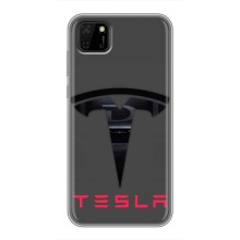 Силиконовый бампер с картинкой машины на Huawei Y5p – Logo TESLA