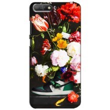 Брендновые Чехлы для Huawei Y6 2018 - (PREMIUMPrint) (Nike цветы)