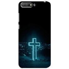 Чехол для Huawei Y6 2018 (AlphaPrint) - (Христианские) (Крест и город)