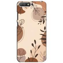 Чехол с цветочным принтом на Хуавей У6 2018 – Коричневые цветы