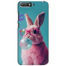 Чохол з принтом стильні тварини для Хуавей Y6 2018 (Кролик в окулярах)