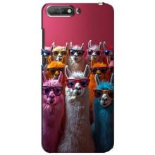 Чохол з принтом стильні тварини для Хуавей Y6 2018 (Лами в окулярах)