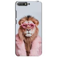 Чохол з принтом стильні тварини для Хуавей Y6 2018 (Лев в окулярах)