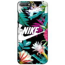 Силиконовый Чехол на Huawei Y6 2018 с картинкой Nike (Цветочный Nike)