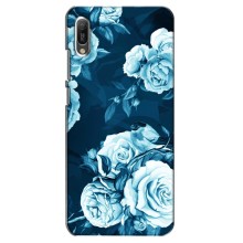 Чехлы (ART) Цветы на Huawei Y6 2019 (VPrint) (Голубые Бутоны)