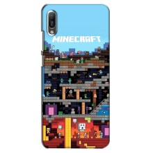 Чехол Майнкрафт на Huawei Y6 2019 (AlphaPrint) Minecraft (фон Minecraft)