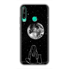 Чехол с рисунком кот на Huawei Y6p (Девушка с котом)