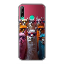 Чехол с принтом стильные животные для Хуавей Y6п (Ламы в очках)