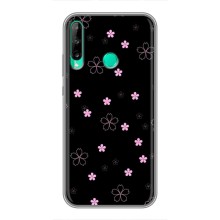 Чохол з розовим принтом для Huawei Y6p (Рожеві квіти на чорному)
