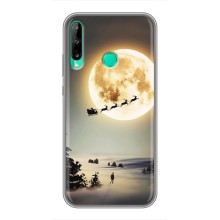 Новогодние, Праздничные Чехлы для Huawei Y6p - 2024 год (Санта на луне)