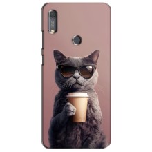 Чохол з принтом стильні тварини для Хуавей Y6s (Кіт з кавою)