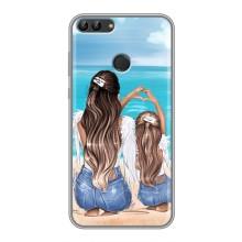 Чехол с печатью для Huawei Y7 Prime 2018 - (Мама с ребенком) (AlphaPrint) (Мама с доченькой)