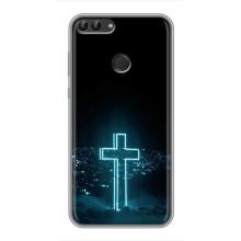 Чехол для Huawei Y7 Prime 2018 (AlphaPrint) - (Христианские) (Крест и город)