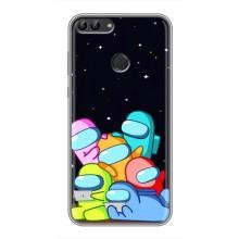Чехол Амонг Ас для Huawei Y7 Prime 2018 (AlphaPrint) (Скины в космосе)