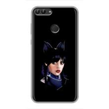 Чехлы Венсдей на Huawei Y7 Prime 2018 Уэнсдей (AlphaPrint) (серьезная Уэнздей)