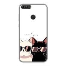 Чохол з малюнком кіт на Huawei Y7 Prime 2018 – Коти в окулярах