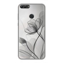 Чехол с цветочным принтом на Хуавей Y7 Прайм 2018 – Черные цветы