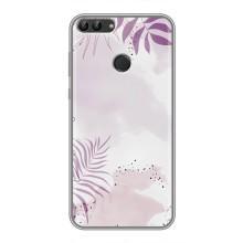 Чехол с цветочным принтом на Хуавей Y7 Прайм 2018 – Фиолетовые листья