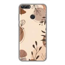 Чехол с цветочным принтом на Хуавей Y7 Прайм 2018 – Коричневые цветы