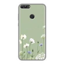 Чехол с цветочным принтом на Хуавей Y7 Прайм 2018 – Цветы на зеленом