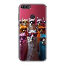 Чехол с принтом стильные животные для Хуавей Y7 Прайм 2018 – Ламы в очках
