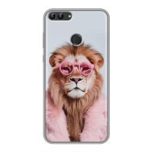 Чехол с принтом стильные животные для Хуавей Y7 Прайм 2018 – Лев в очках