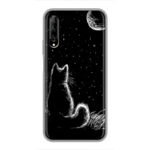 Чехол с принтом для Huawei Y7 Pro 2019 (AlphaPrint) Модные коты – Котик и луна