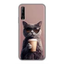 Чехол с принтом стильные животные для У7 Про 2019 – Кот с кофе