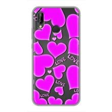 Чехлы для любимой на Хуавей Ї7 2019 (VPrint) (Pink hearts)