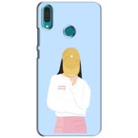 Силиконовый Чехол на Huawei Y9 2019 / Enjoy 9 Plus с картинкой Стильных Девушек (Желтая кепка)