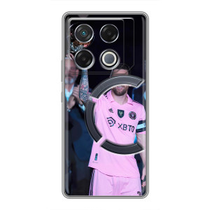 Чехлы Лео Месси в Майами на Infinix GT 20 Pro (Золотой мяч Месси)