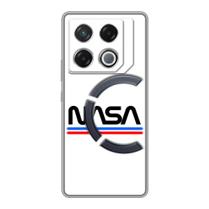 Силиконовый бампер с принтом "Наса" на Infinix GT 20 Pro – NASA на белом фоне