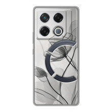 Чохол з квітковим принтом на ДжіТі 20 Про (Чорні квіти)