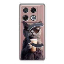 Чехол с принтом стильные животные для ДжиТи 20 Про (Кот с кофе)