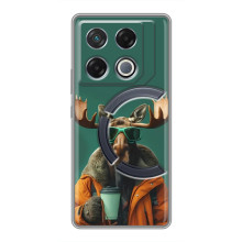 Чехол с принтом стильные животные для ДжиТи 20 Про (Лось с кофе)