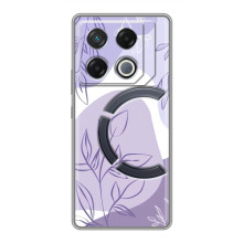 Силконовий чохол з принтом в квітах на Infinix GT 20 Pro – Фіолетовий дизайн