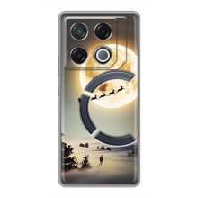 Новогодние, Праздничные Чехлы для Infinix GT 20 Pro - 2024 год (Санта на луне)