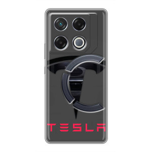Силіконовий бампер з картинкою машини на Infinix GT 20 Pro – Logo TESLA
