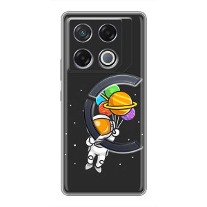 Силиконовый Чехол с принтом "Космонавты" на Infinix GT 20 Pro – Космонавт с шариками