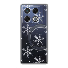 Зимні Чохли для ДжіТі 20 Про - прозорий фон (Білі сніжинки)