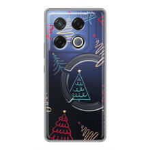 Зимні Чохли для ДжіТі 20 Про - прозорий фон (Різдвяні ялинки)