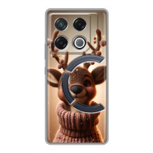 Яркий чехол для Infinix GT 20 Pro с Зимними Оленятами – Олень в свитере