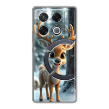 Яркий чехол для Infinix GT 20 Pro с Зимними Оленятами – Оленёнок в лесу