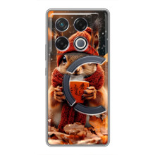 Печатный чехол «Зверята с кофе» для Infinix GT 20 Pro – Белка с кофе