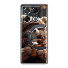 Печатный чехол «Зверята с кофе» для Infinix GT 20 Pro – Мишка с кофе