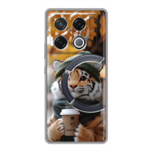 Печатный чехол «Зверята с кофе» для Infinix GT 20 Pro – Тигр с кофе